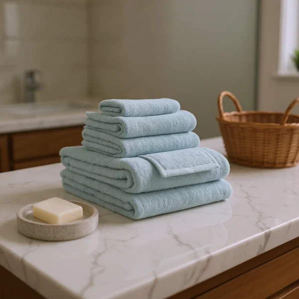Bộ 6 khăn cotton terry nhanh khô màu xanh biển
