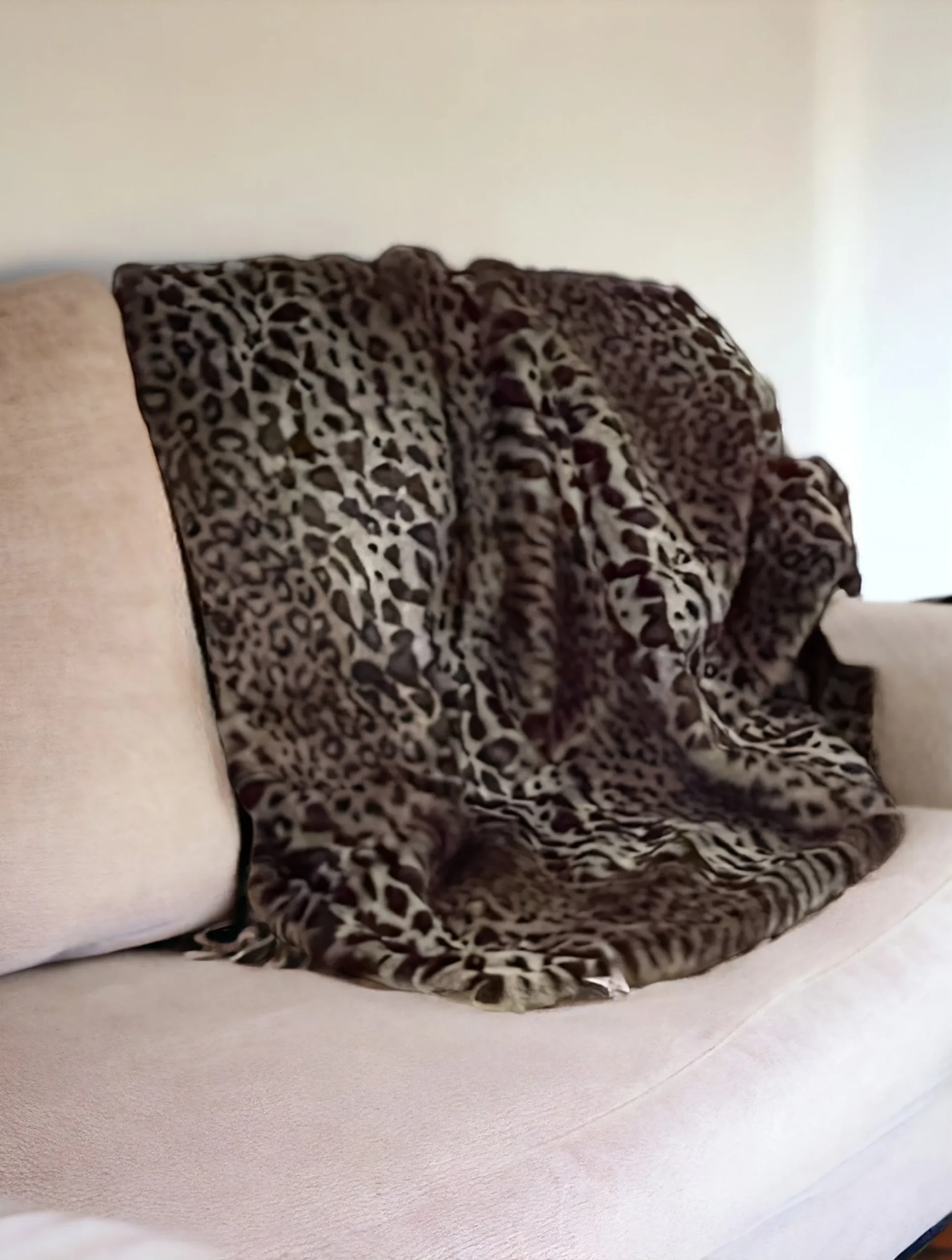 Chăn lông thú nhân tạo siêu mềm họa tiết da báo