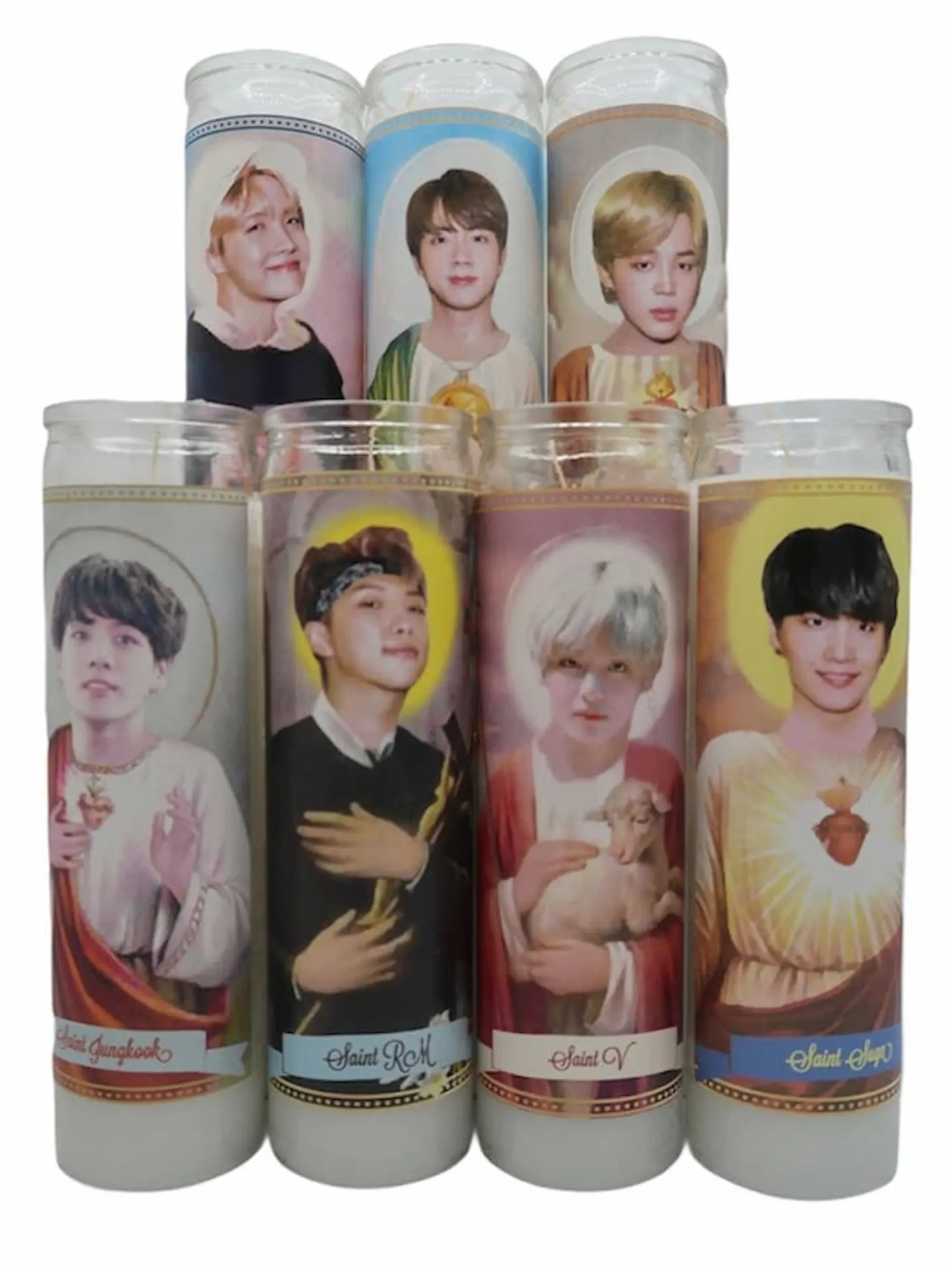 Nến cầu nguyện BTS phong cách tranh thánh