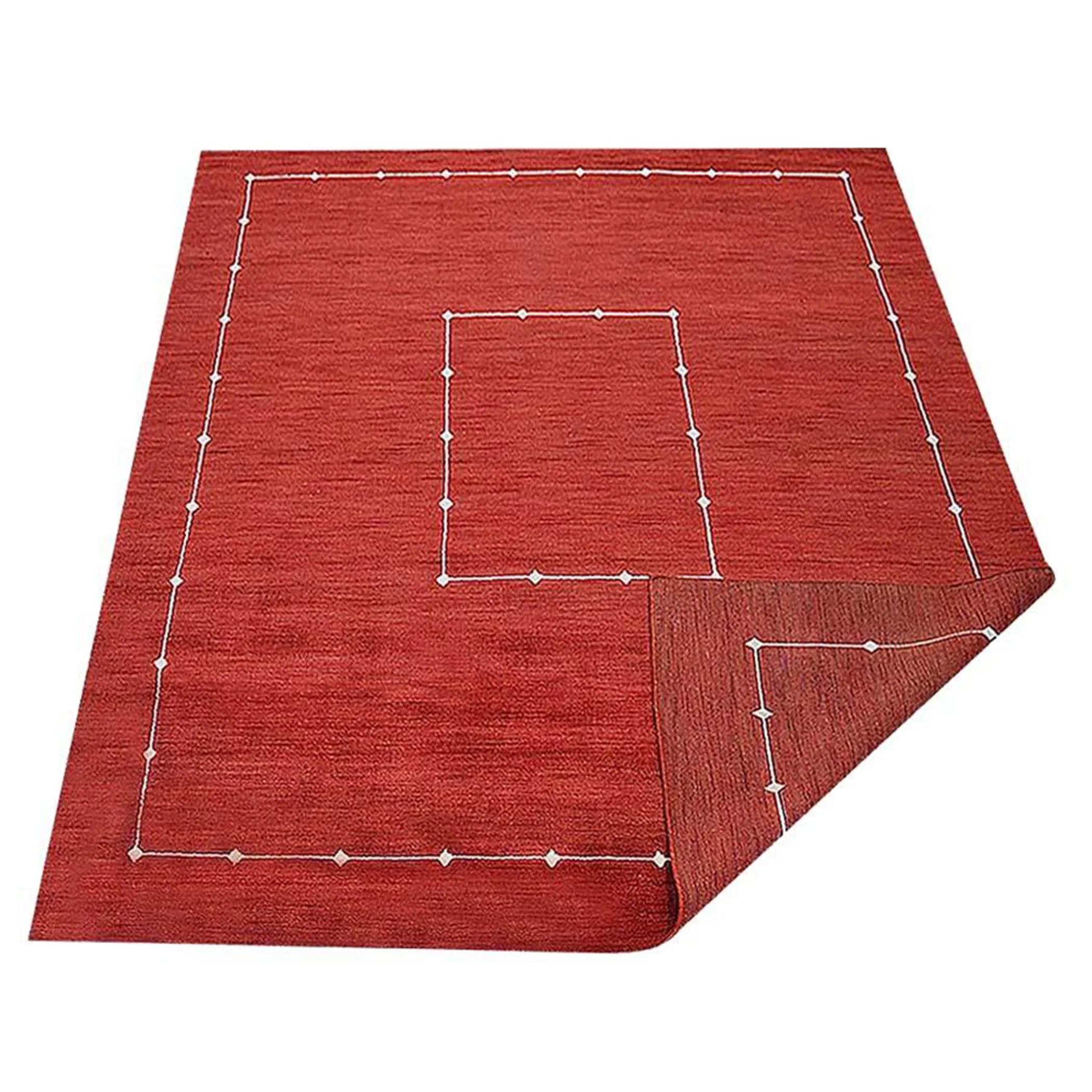 Thảm len dệt thắt tay Rugsotic Carpets họa tiết hình học màu đỏ - Ảnh 4