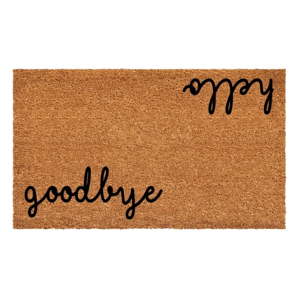 Thảm chùi chân xơ dừa Calloway Mills chữ Hello Goodbye