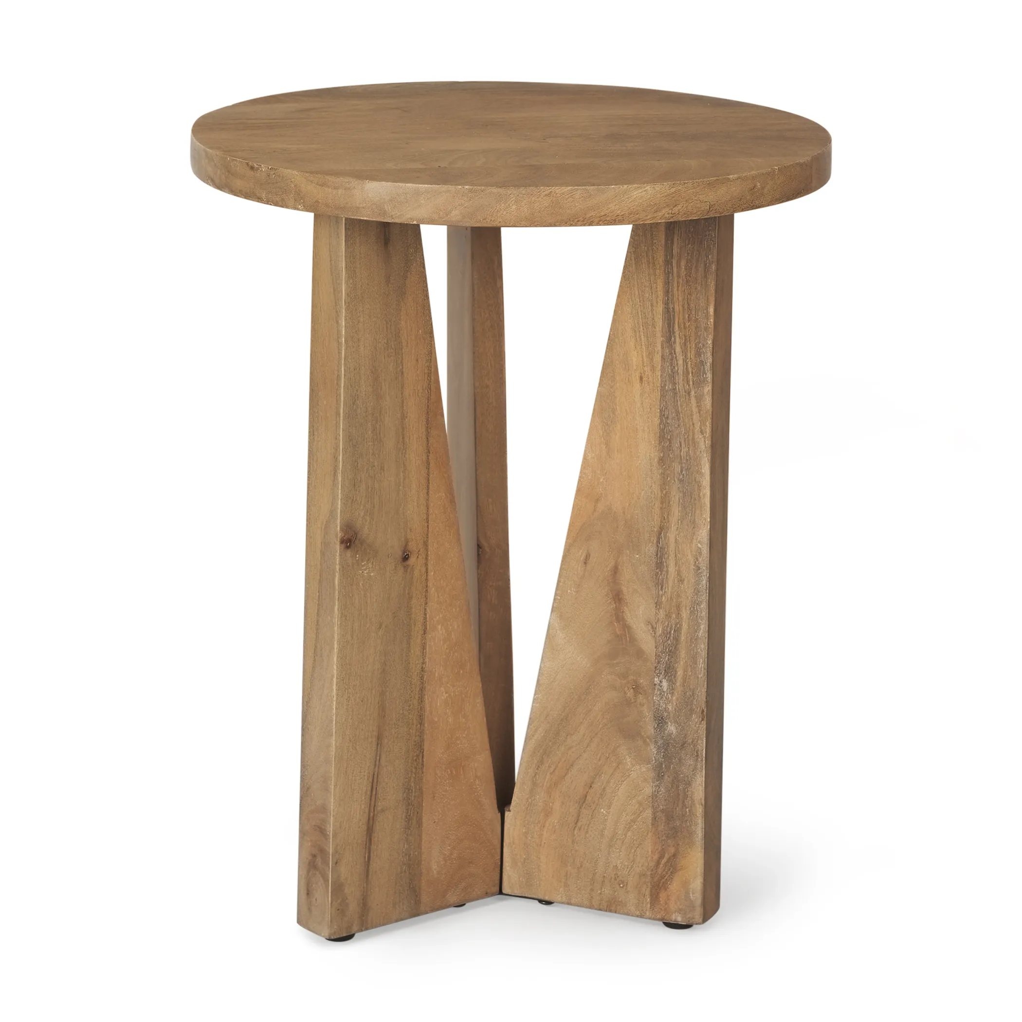 Bàn góc tròn gỗ tự nhiên phong cách cũ kỹ 56cm - Ảnh 2