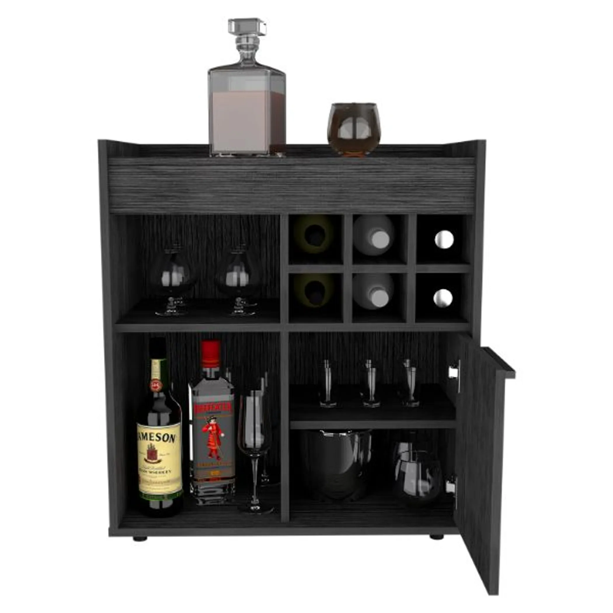 Tủ bar Lyon 6 ô rượu, tủ có vách ngăn và 2 kệ kín - Ảnh 4