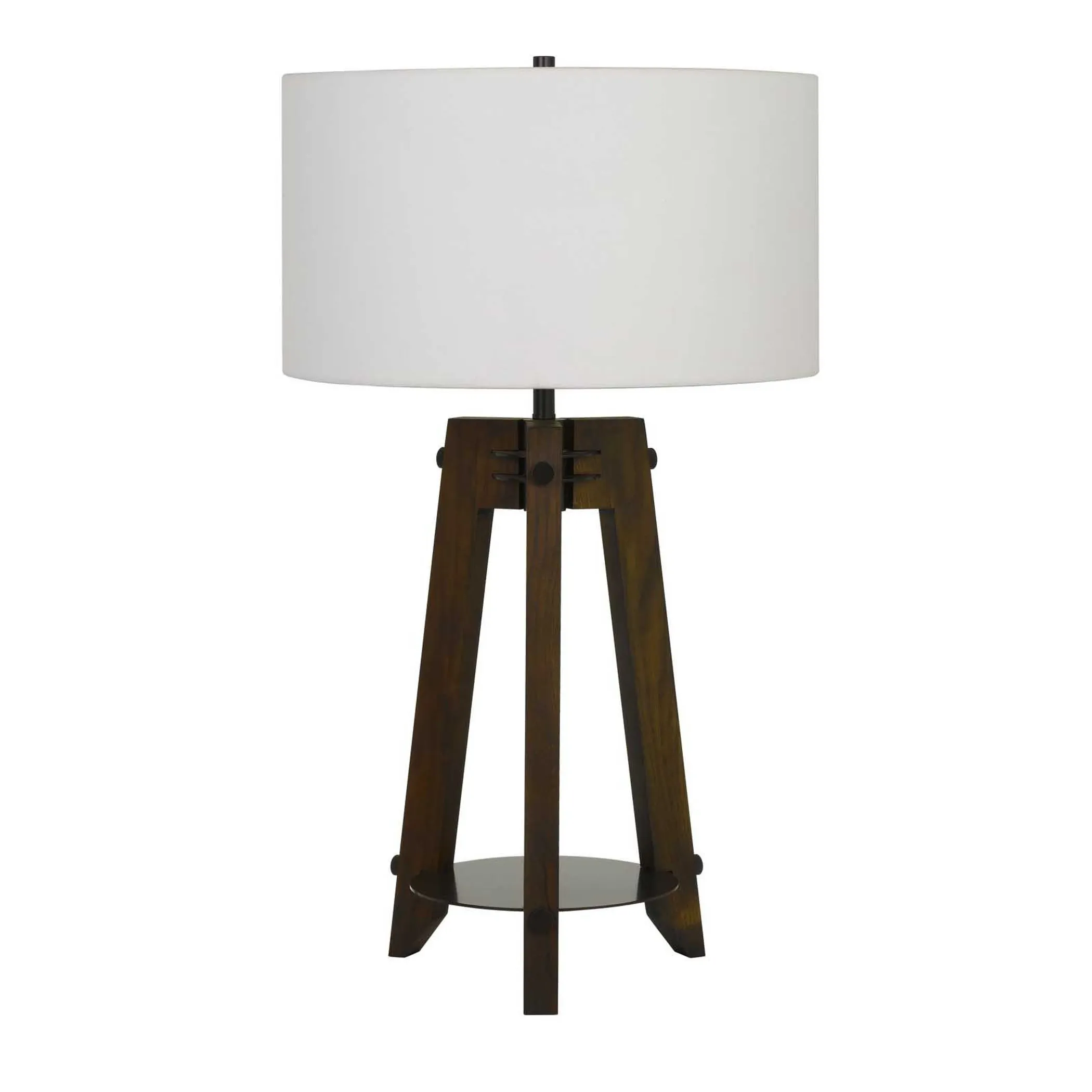 Đèn bàn chân kiềng kim loại màu nâu 81cm chụp trống màu trắng ngà - Ảnh 2