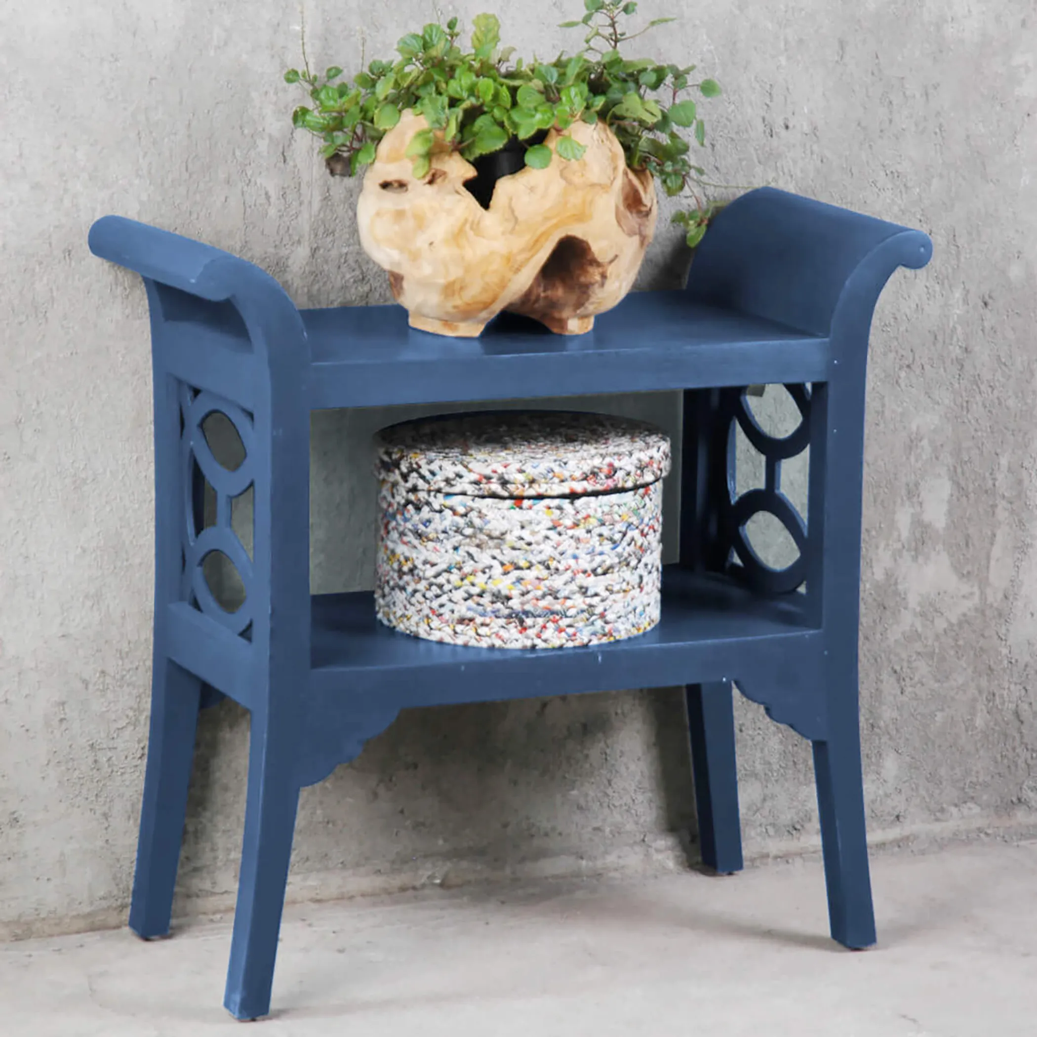 Bàn console trang trí Sunset Trading Cottage gỗ đặc màu xanh navy - Ảnh 3