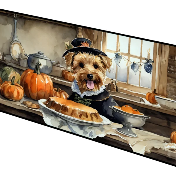 Thảm chạy dài 71cm x 147cm chủ đề bánh bí đỏ mùa thu, in hình chó Lakeland Terrier