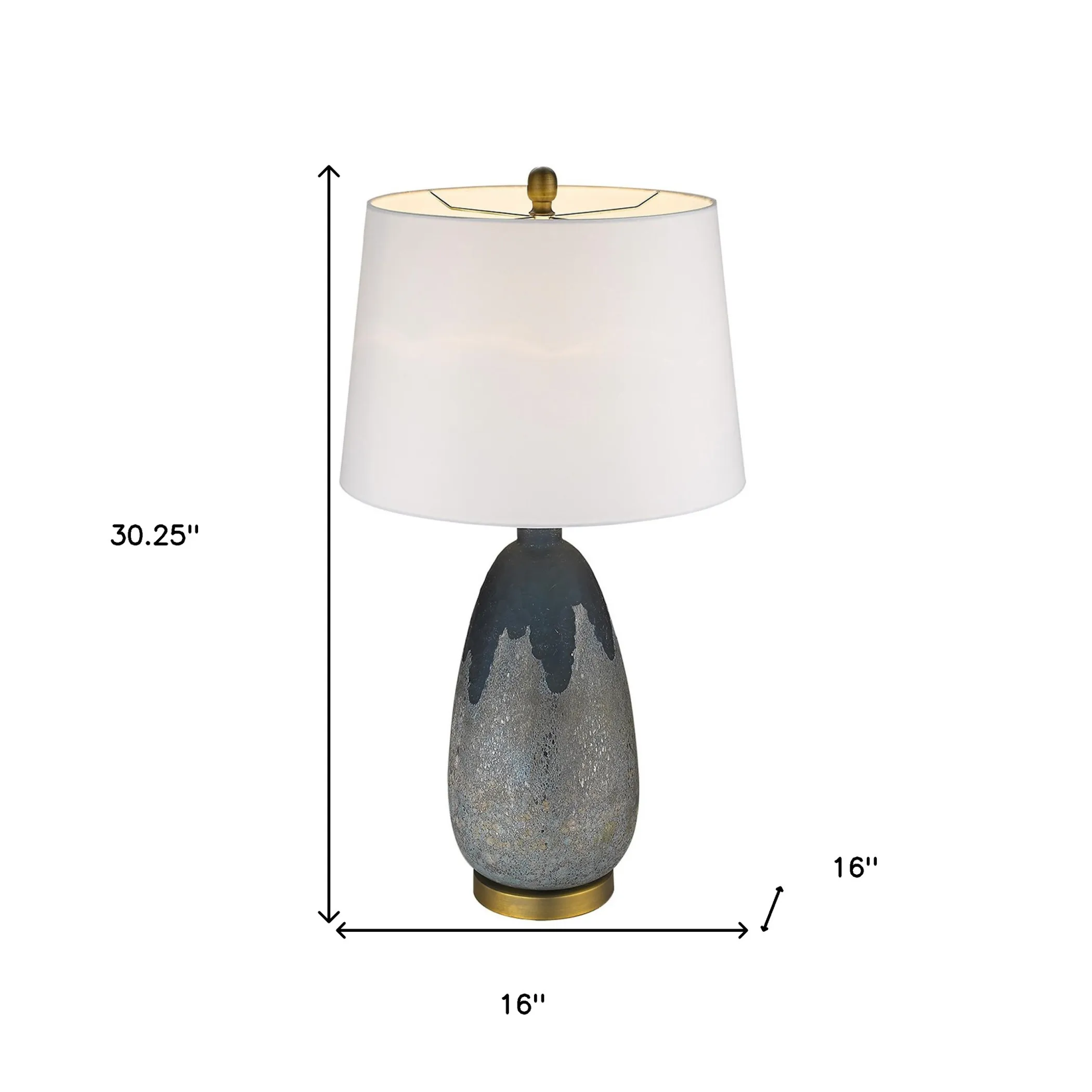 Đèn bàn bê tông màu xanh mòng két 76cm chụp hình thang màu kem - Ảnh 6