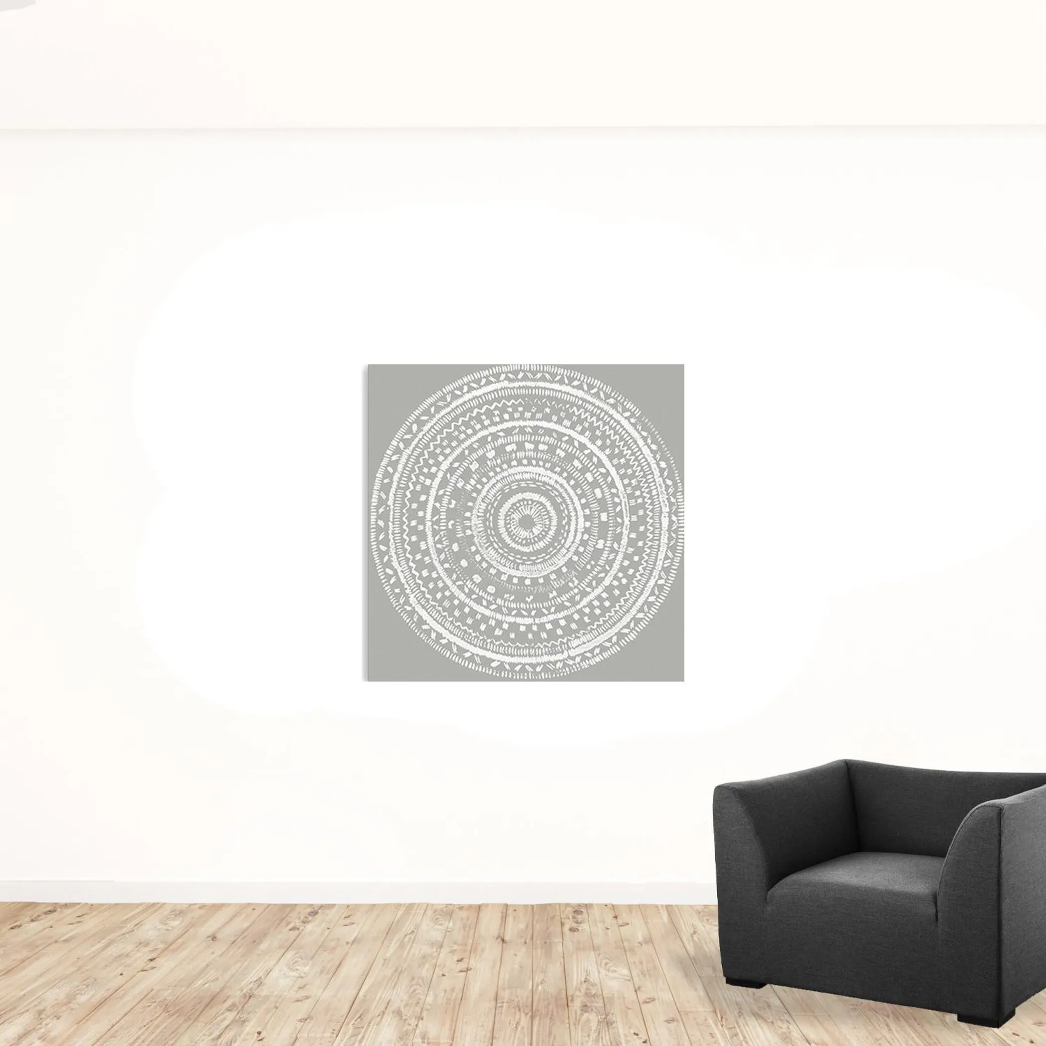 Tranh canvas mandala trắng phong cách boho không khung - Ảnh 5