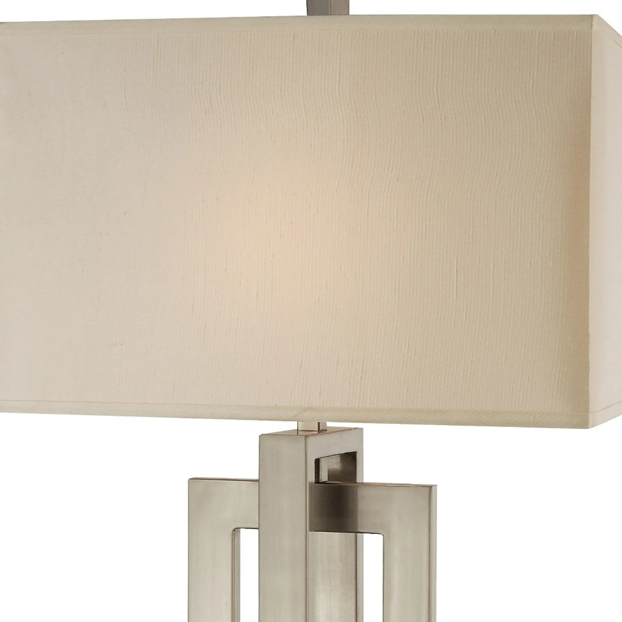 Đèn bàn sắt mạ niken 91cm họa tiết hình học, chụp màu ngà - Ảnh 4