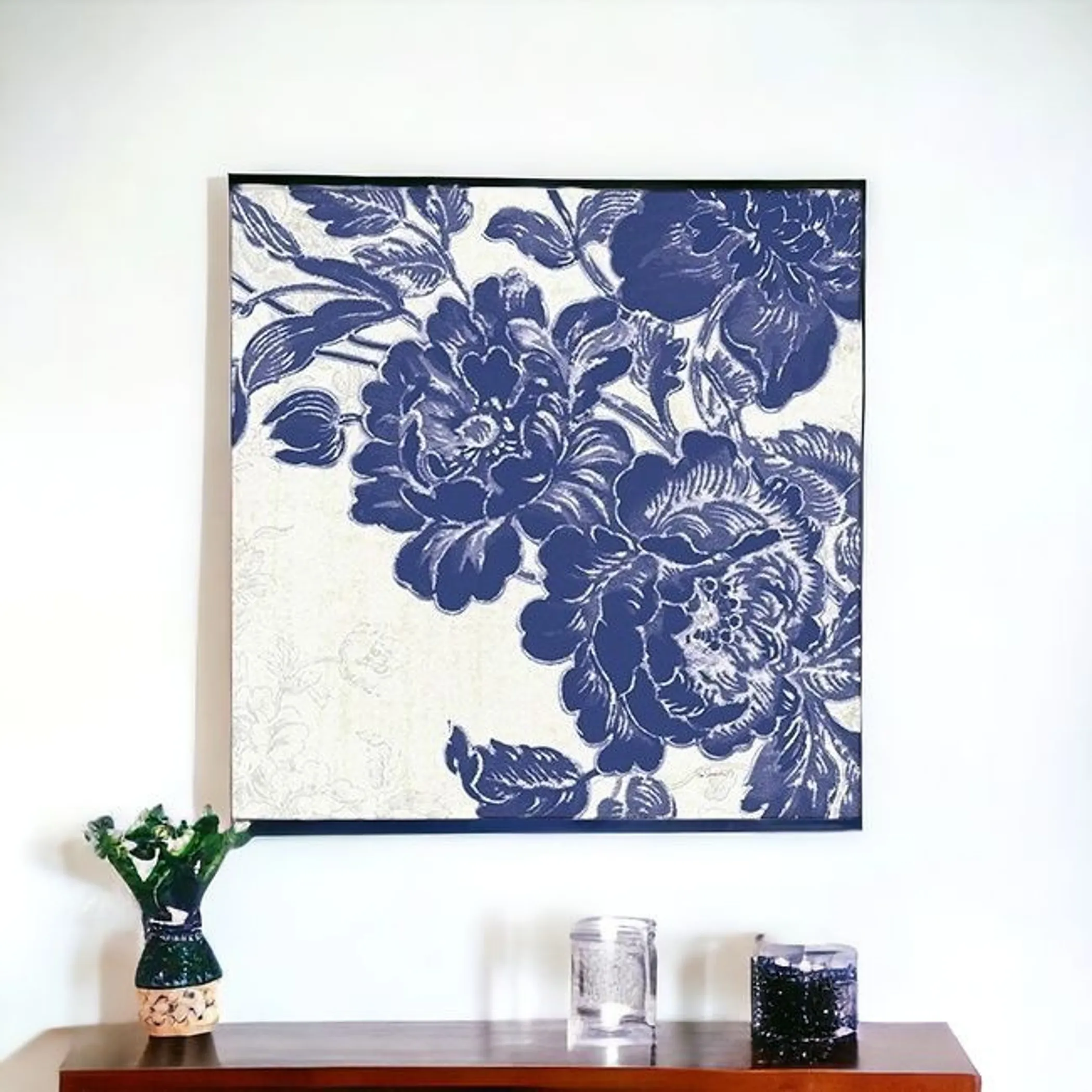 Tranh in không khung hoa hồng họa tiết toile xanh - Ảnh 4