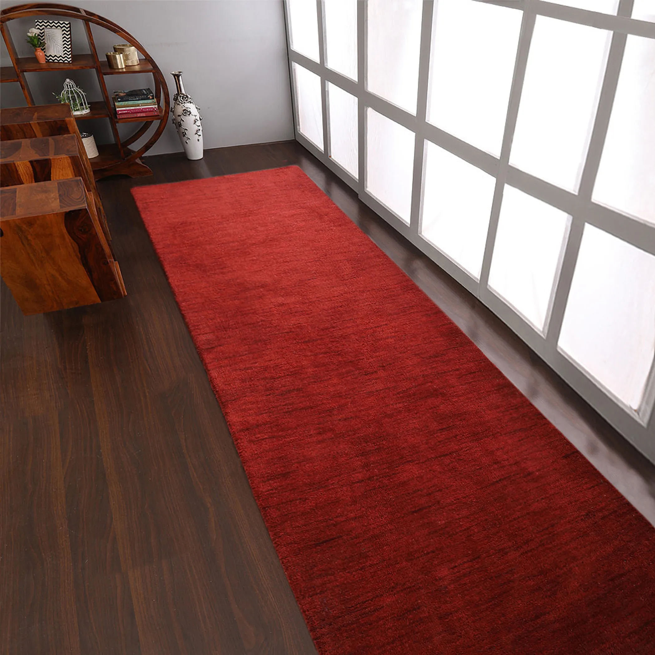 Thảm chạy hành lang len dệt thắt tay Rugsotic Carpets màu trơn