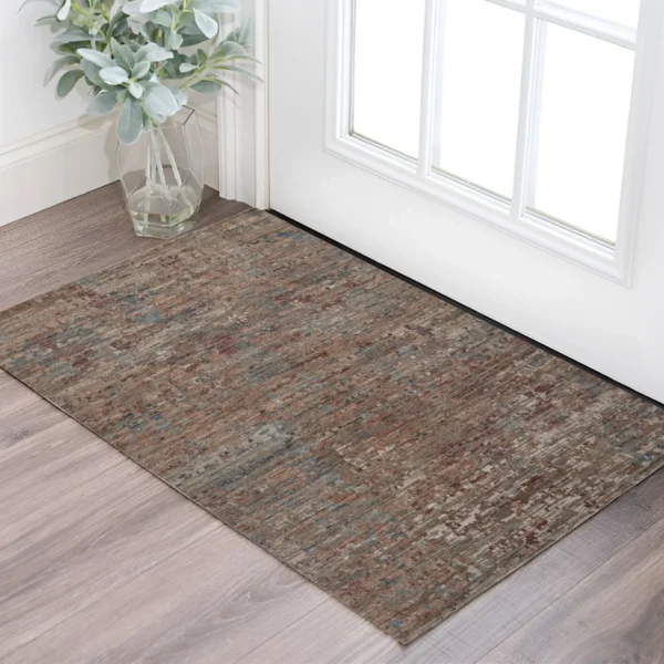 Thảm trải sàn len dệt tay thủ công 0,6m x 0,9m họa tiết trừu tượng xanh đỏ