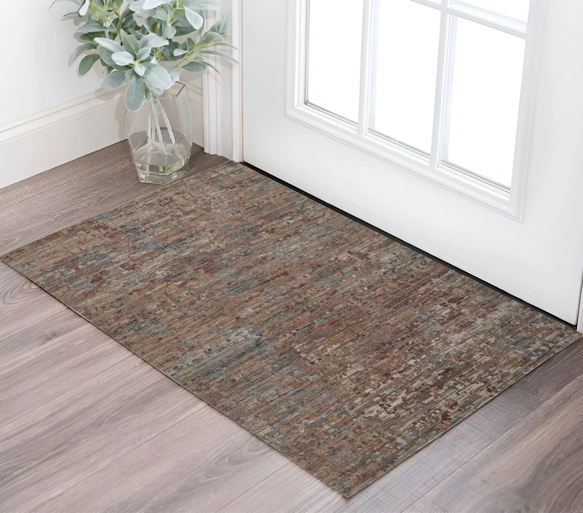 Thảm trải sàn len dệt tay thủ công 0,6m x 0,9m họa tiết trừu tượng xanh đỏ