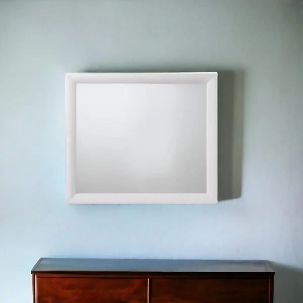 Gương tủ trang điểm chữ nhật 89cm màu trắng có khung, gắn lên tủ