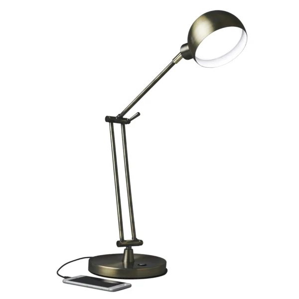 Đèn bàn LED điều chỉnh được màu đồng thau satin bóng