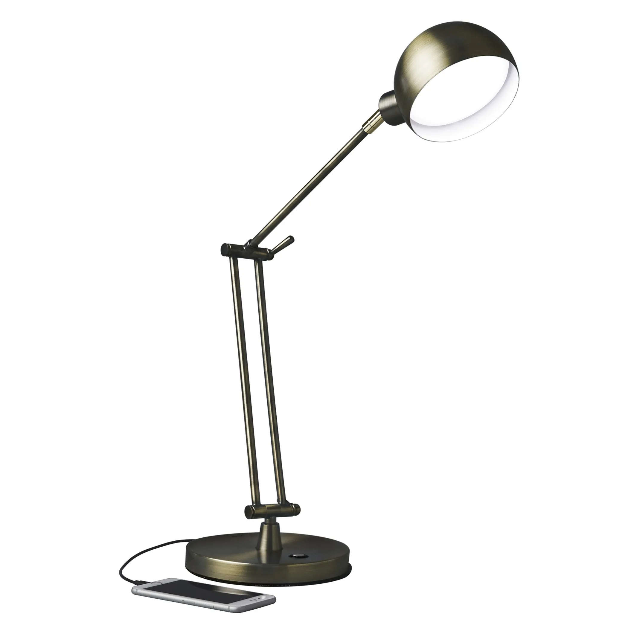 Đèn bàn LED điều chỉnh được màu đồng thau satin bóng