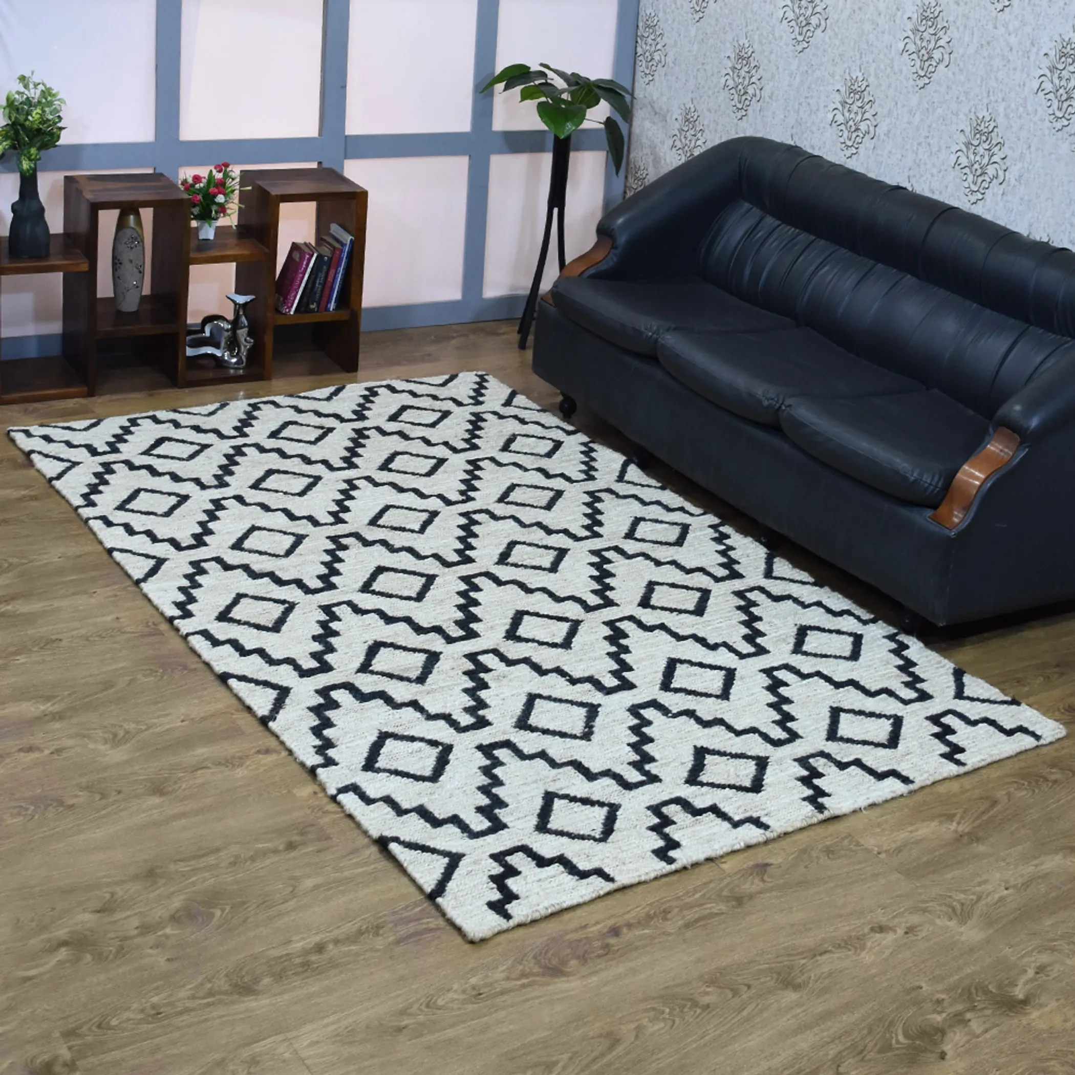 Thảm sợi đay sumak dệt thắt tay thân thiện môi trường Rugsotic Carpets họa tiết hình học
