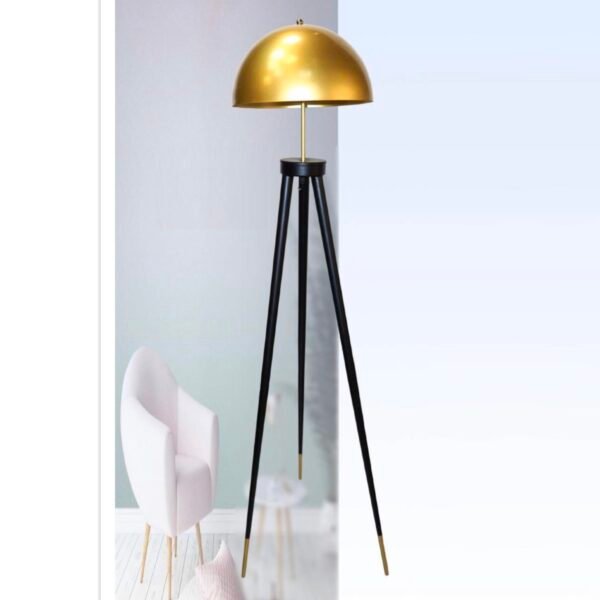 Đèn cây đứng phòng khách DC32CS hợp kim sơn đen chao vàng cao 1,5m