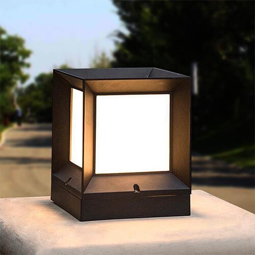 Đèn trụ cổng ngoài trời DCV04 hợp kim sơn đen phối mica trắng