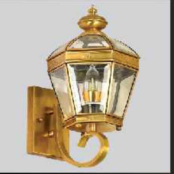 Đèn tường ngoài trời DTR14 đồng nguyên chất chao kính trong cao 40cm