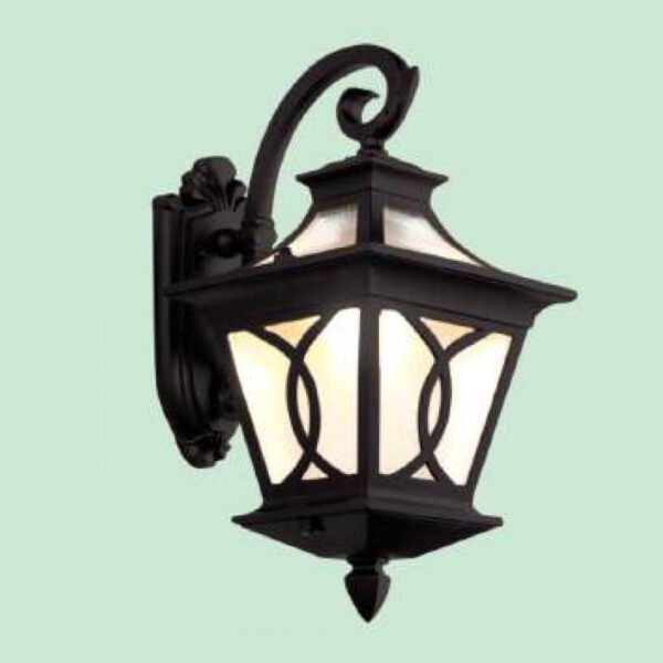 Đèn tường ngoài trời DTR49 hợp kim sơn đen phối kính
