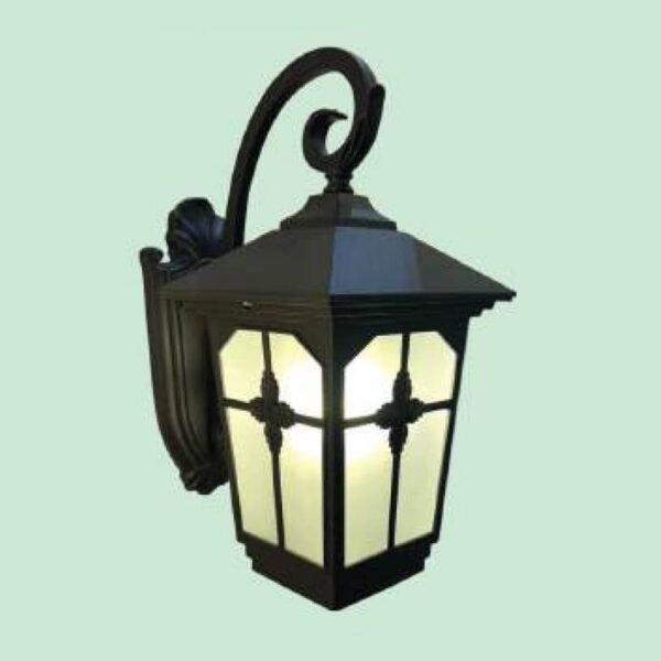 Đèn tường ngoài trời DTR53 hợp kim sơn đen phối kính