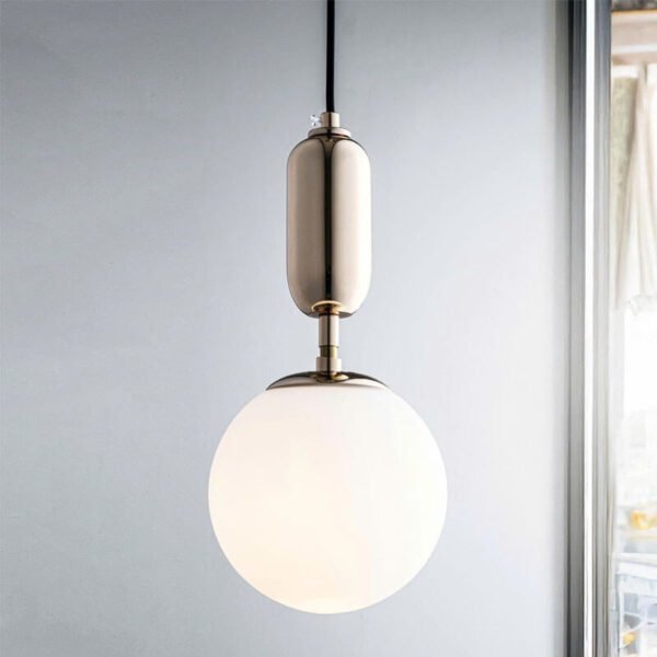 Đèn thả bàn ăn hiện đại DTT2207 hợp kim mạ vàng chao kính trắng Ø15cm