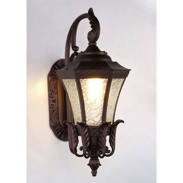 Đèn tường ngoài trời DTV119 hợp kim sơn đen phối kính cao 48cm