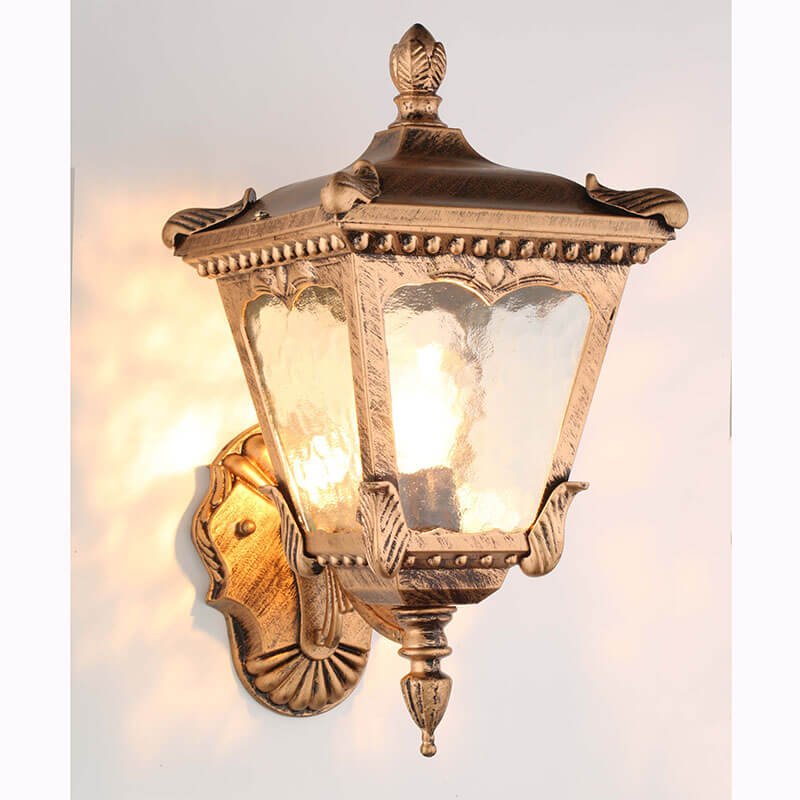 Đèn tường ngoài trời DTV16 đồng cao cấp phối kính cao 37cm