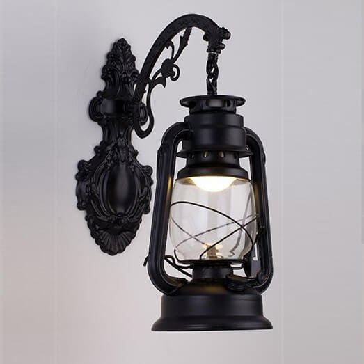 Đèn tường phòng thờ DTV192 hợp kim sơn đen phối kính cao 35cm