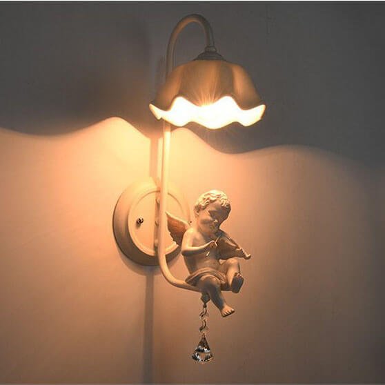 Đèn tường hiện đại sơn trắng phối sứ DTV296