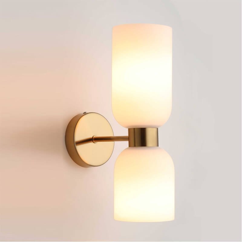 Đèn tường đôi mạ vàng chao kính trắng sữa DTV388