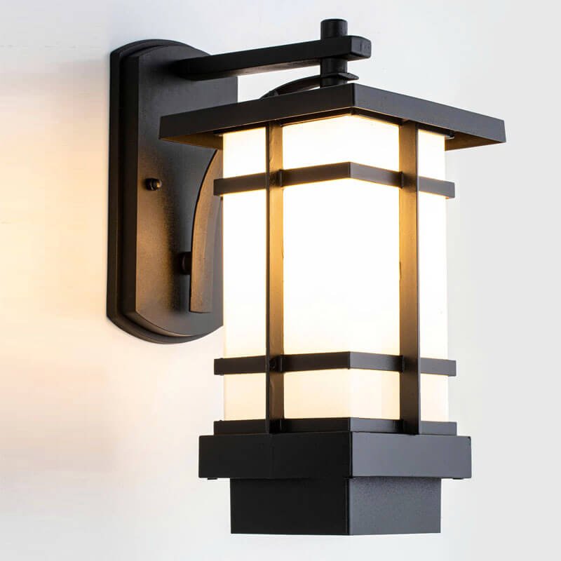 Đèn tường ngoài trời DTV529 kim loại sơn đen phối kính