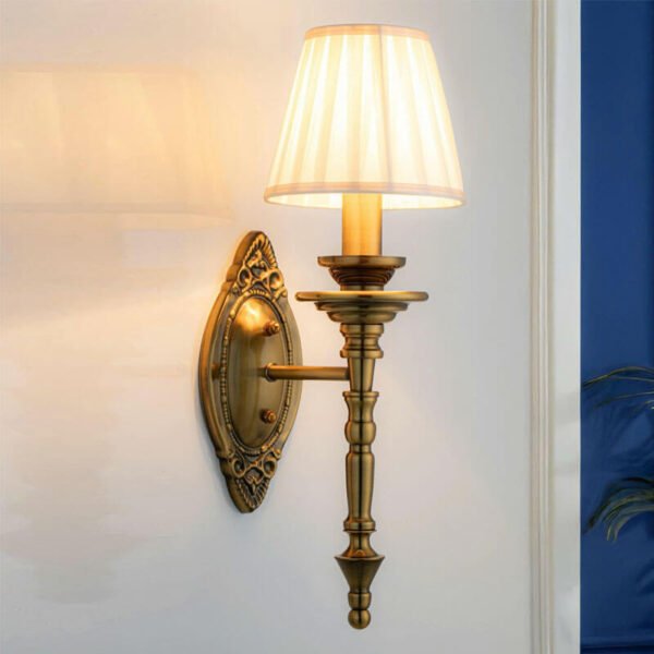 Đèn tường cổ điển DTV621 xi đồng mạ vàng chao vải