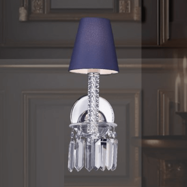 Đèn tường cổ điển mạ inox pha lê chao vải tím DTX123