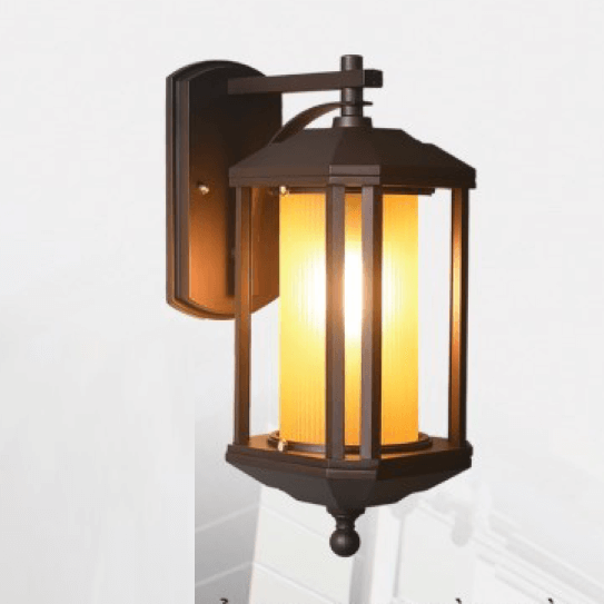 Đèn tường ngoài trời sơn màu nâu chao kính DTX139