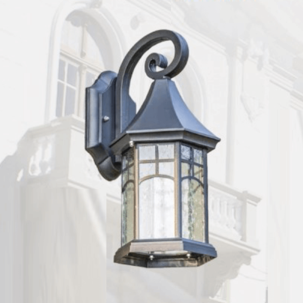 Đèn tường ngoài trời sơn đen chao kính DTX142