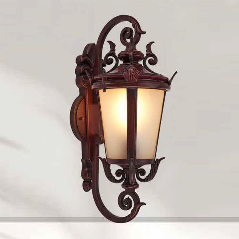 Đèn tường ngoài trời sơn màu nâu chao kính DTX195