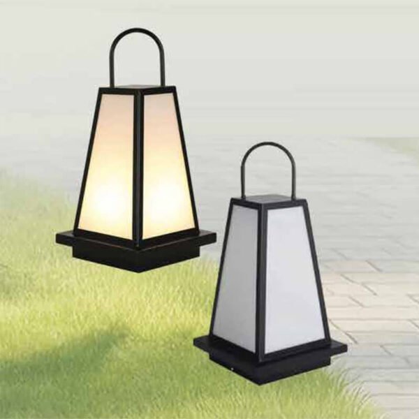 Đèn trụ cổng ngoài trời sơn đen chao kính DTX205