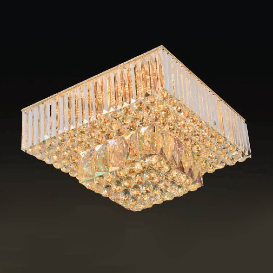 Đèn ốp trần pha lê mâm đen MOR03