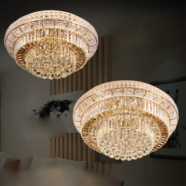 Đèn ốp trần pha lê mâm đen MOR04