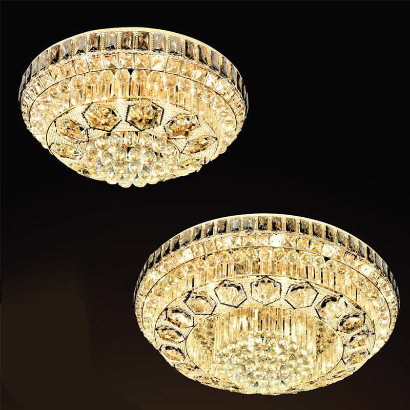 Đèn ốp trần pha lê mâm đen MOR09