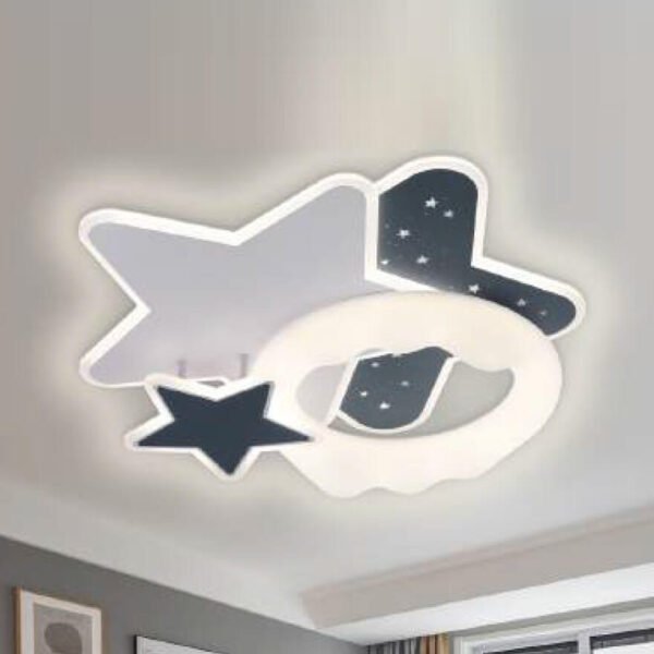 Đèn ốp trần hợp kim sơn trắng phối xanh MOR142 Ø50cm x cao 10cm