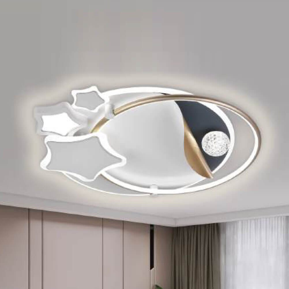 Đèn ốp trần hợp kim sơn trắng phối xanh MOR143 Ø55cm x cao 10cm