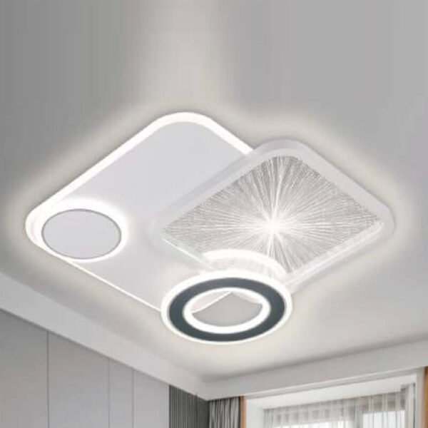 Đèn ốp trần hợp kim sơn trắng phối xanh MOR145 Ø50cm x cao 10cm