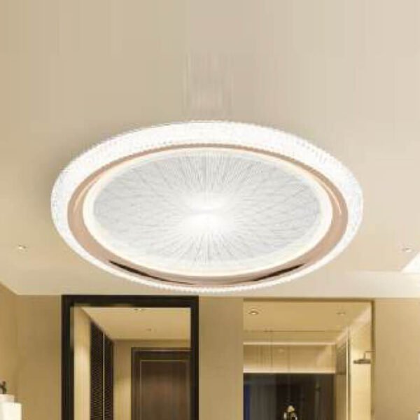 Đèn ốp trần hợp kim sơn trắng phối vàng MOR149 Ø50cm x cao 10cm