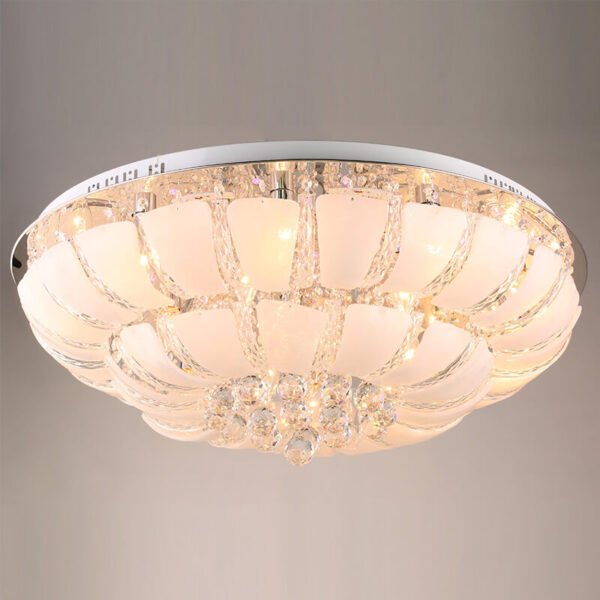 Đèn ốp trần mâm pha lê 7 màu đổi màu và đá tự nhiên MOV07 Ø80cm x cao 30cm
