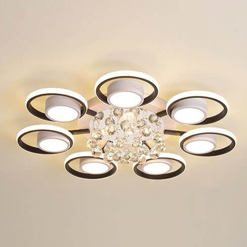 Đèn ốp trần MOV33 hợp kim sơn, pha lê cao cấp, Ø80cm