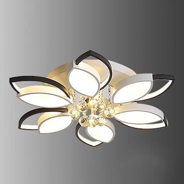 Đèn ốp trần MOV37 hợp kim sơn trắng, sơn đen, pha lê, Ø68cm