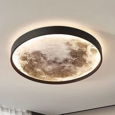 Đèn ốp trần MOV58 hợp kim sơn đen, nhựa ABS hiệu ứng mô phỏng mặt trắng, Ø60cm
